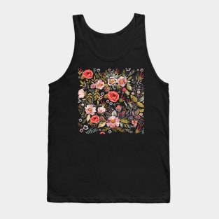 Watercolor floral pattern black Tank Top